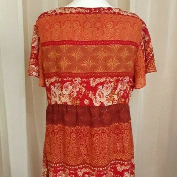 JL Studio Womens Orange Rust Gold Multicolor Dress - Picture 3 of 7